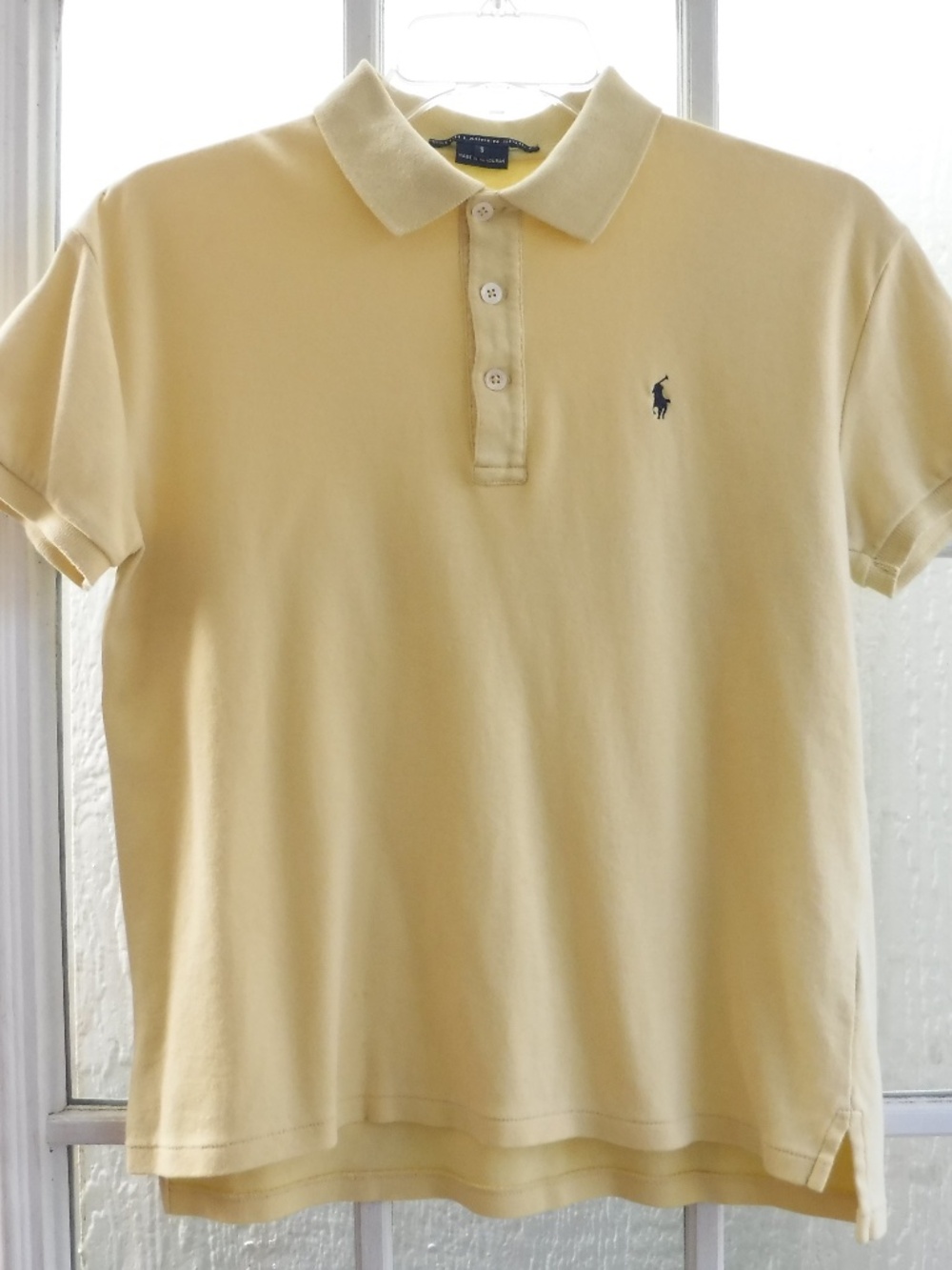 Ralph Lauren Sport Blue Pony Logo on Yellow color Short Sleeve Collared Shirt